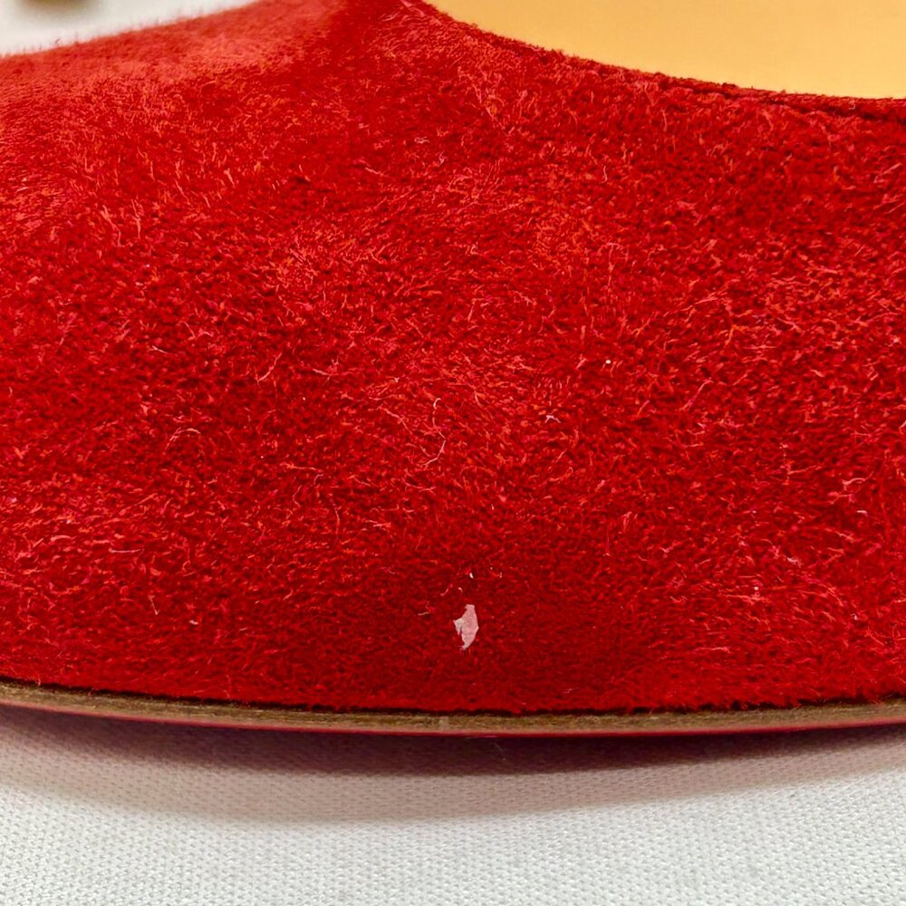 CHRISTIAN LOUBOUTIN Red Suede Pumps - Picture 8 of 10